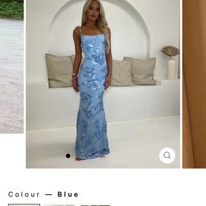 Blue Spaghetti Strap Maxi Sundress for Prom